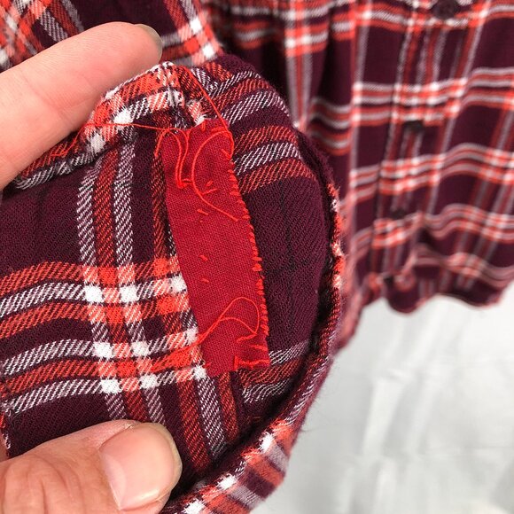 Lane Bryant button up shirt flannel long sleeved red plaid top casual 18 20 READ - Picture 5 of 10